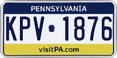 PA license plate KPV1876