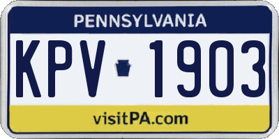 PA license plate KPV1903