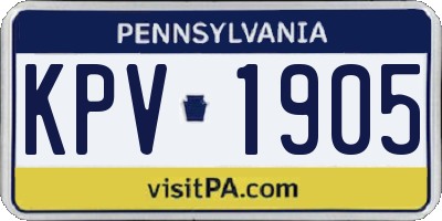 PA license plate KPV1905