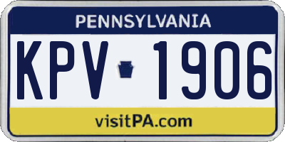 PA license plate KPV1906