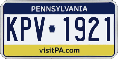 PA license plate KPV1921