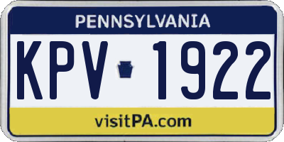 PA license plate KPV1922
