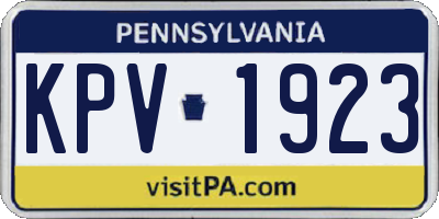 PA license plate KPV1923