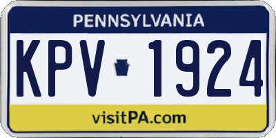 PA license plate KPV1924