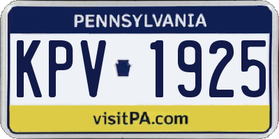 PA license plate KPV1925