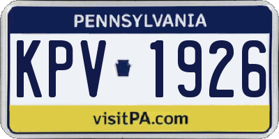 PA license plate KPV1926