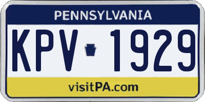 PA license plate KPV1929