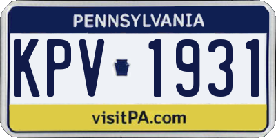 PA license plate KPV1931