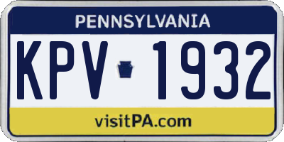 PA license plate KPV1932
