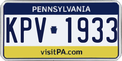 PA license plate KPV1933