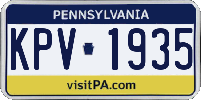 PA license plate KPV1935