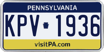 PA license plate KPV1936