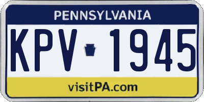 PA license plate KPV1945