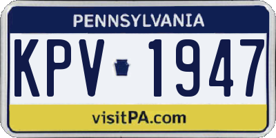 PA license plate KPV1947