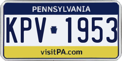 PA license plate KPV1953