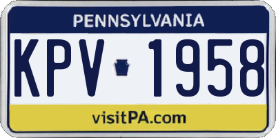 PA license plate KPV1958