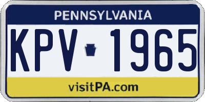 PA license plate KPV1965