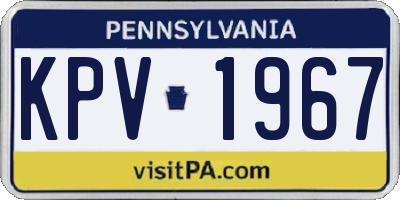 PA license plate KPV1967