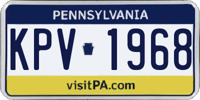 PA license plate KPV1968