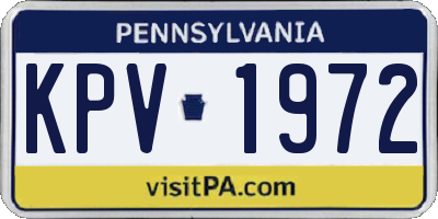PA license plate KPV1972