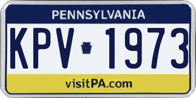 PA license plate KPV1973