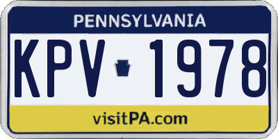 PA license plate KPV1978