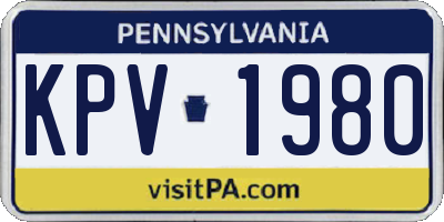PA license plate KPV1980
