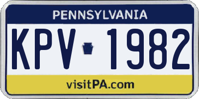PA license plate KPV1982