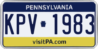 PA license plate KPV1983