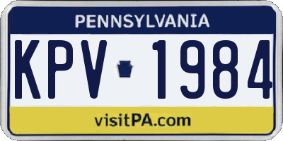 PA license plate KPV1984