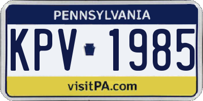PA license plate KPV1985