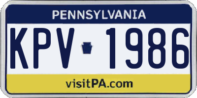 PA license plate KPV1986