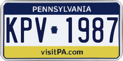 PA license plate KPV1987