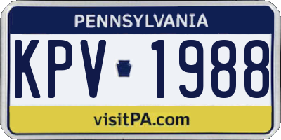 PA license plate KPV1988