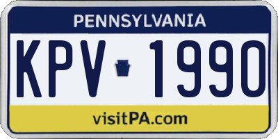 PA license plate KPV1990