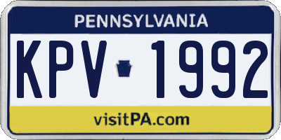 PA license plate KPV1992