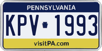 PA license plate KPV1993