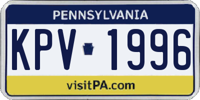 PA license plate KPV1996