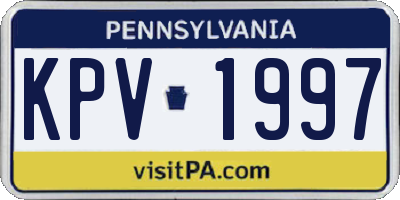 PA license plate KPV1997