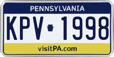 PA license plate KPV1998