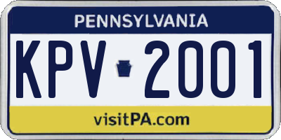 PA license plate KPV2001