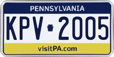 PA license plate KPV2005