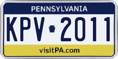 PA license plate KPV2011