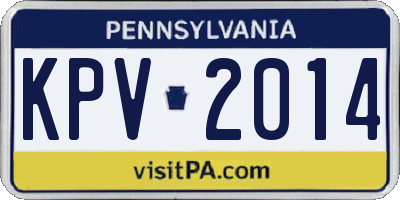 PA license plate KPV2014