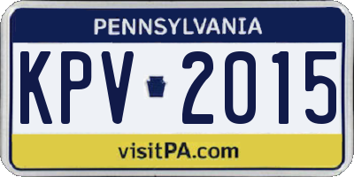 PA license plate KPV2015