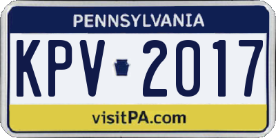PA license plate KPV2017