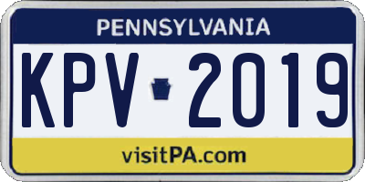 PA license plate KPV2019