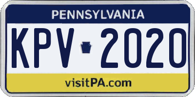 PA license plate KPV2020