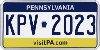 PA license plate KPV2023