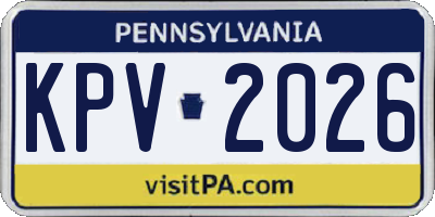 PA license plate KPV2026